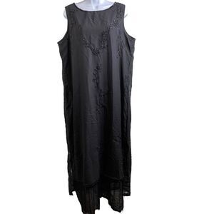 Ashro Women's Black‎ Beaded Sleeveless Maxi Dress Size XL Flowy Occasion Event